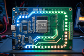 design industrial pcb hardware led system esp32 and motor controller