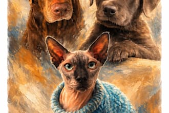 create a custom pet portrait digital download