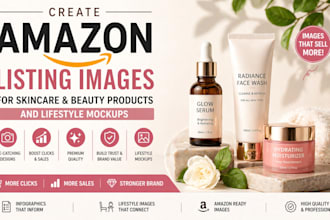create amazon listing images for skincare beauty products and lifestyle mockups
