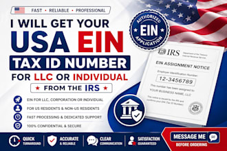 get your USA ein tax id for llc or idividual from irs for business quickly