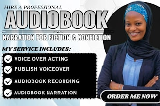 be your audiobook narrator, acx, novel audiobook with deep female voice over
