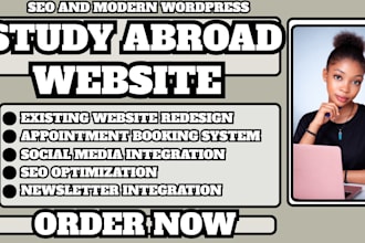 study abroad website, education consultant website, student recruitment website