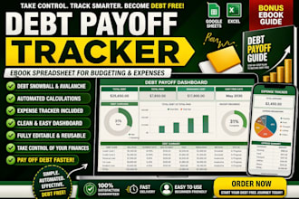 design debt payoff tracker ebook spreadsheet for budgeting and expenses