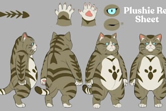 draw custom plushie reference sheet stuffed animal character toy ych concept