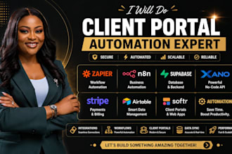do client portal zapier n8n supabase xano stripe  airtable softr automation