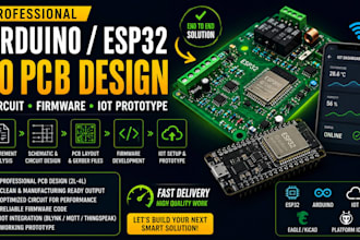 convert arduino esp32 project into pcb design, circuit, firmware, iot prototype