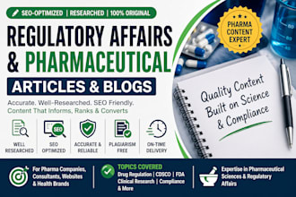 write SEO articles on regulatory affairs and pharmaceutical topics