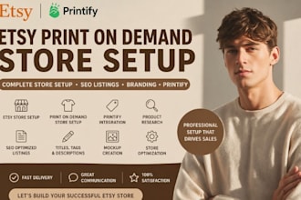 setup brand etsy shop, etsy print on demand, etsy printify etsy product listing