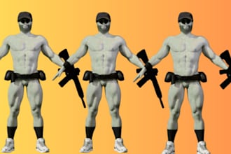 do 3d character modeling, texturing, 3d game character