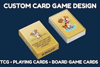 design custom card game, tcg, 52 card decks and playing cards mockup
