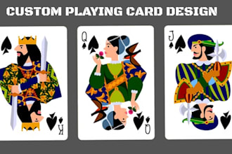 design custom playing card, 52 card deck, poker chip card game card illustration