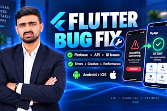 fix flutter app bugs, errors, crashes and firebase issues
