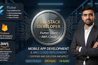 develop flutter mobile app with AWS backend API and cloud deployment