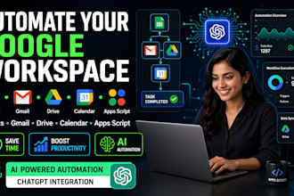 automate google sheets, apps script, gmail, drive and manage calendar