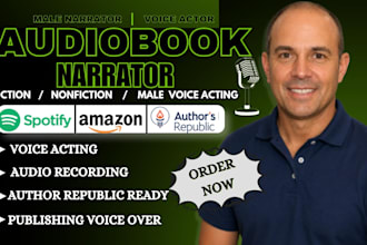 be your audiobook narrator, amazon novel voiceover, acx audiobook in male voice
