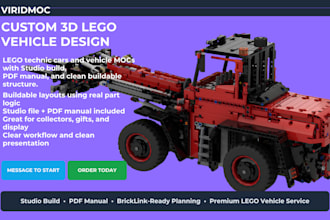 custom 3d lego model lego technic car lego moc with studio build and PDF manual