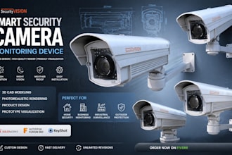 design smart security camera monitoring device product in 3d cad with render lot