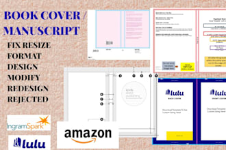 design, format, fix book cover edit, resize amazon KDP, lulu, ingramspark error