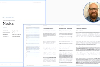 deliver a sourced and formatted corporate intelligence report