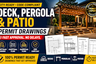 draw deck pergola patio permit drawings with structural plans