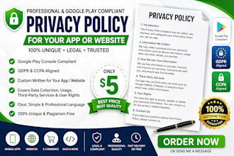 create professional privacy policy for app , website gdpr compliant