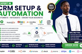 do pipedrive CRM setup, automation, gohighlevel  hubspot integration and apollo