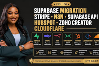 do supabase migration stripe n8n supabse api hubspot zoho creator cloudflare