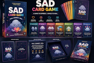 design digital printable card games, card boxes, board game