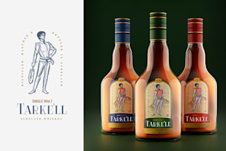 design label and logo for beer, wine, vodka, whiskey, rum, bottle label design