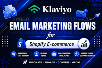 setup shopify email marketing, klaviyo flows and automation to increase sales