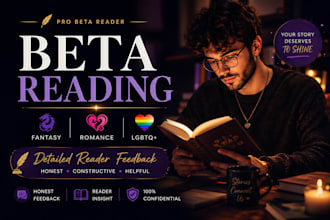 beta read your fantasy or romance novel with detailed feedback