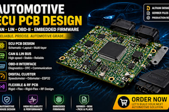 design automotive ecu pcb, can lin obd, digital cluster and firmware ecu at90can