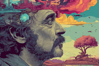 create a unique psychedelic surrealistic illustration for album cover