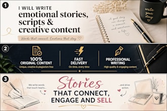 write emotional stories, scripts or creative content