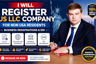 register US llc company for non USA residents, business registrations and ein