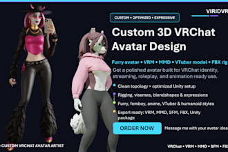 create custom 3d vrchat avatar 3d furry avatar vrm mmd 3d vtuber model and rig