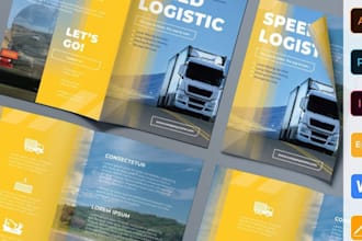 design logistics real estate company cooperate freight bifold trifold brochure
