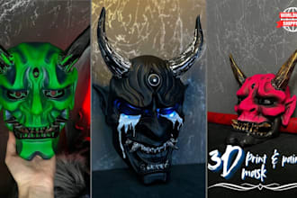 3d print and paint, ship your 3d mask 3d helmet cosplay mask halloween stl mask
