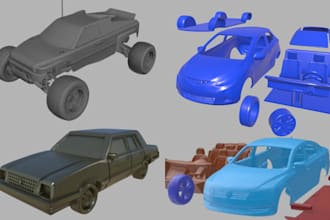 create 3d car model, 3d printing, rc car, mini car and bike design