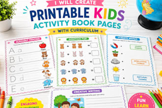 create printable kids activity book pages with curicullum kids work sheet