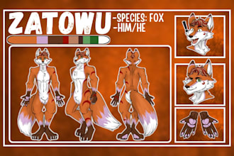 draw furry ref sheet, nsfw fursona reference sheet, furry headshot, sticker, pfp