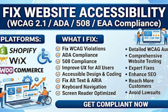 fix shopify wordpress woocommerce accessibility wcag, ada, eaa, 508 website test