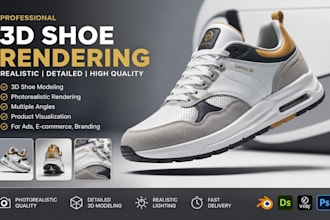 create realistic 3d shoe rendering and sneaker product visualization