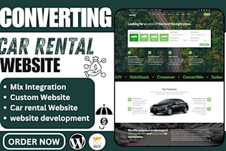 design a car rental website with booking feature and modern layout