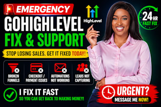 fix your broken go high level funnel checkout or automation in 24 hours