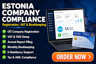 register your estonia company, handle vat, and annual report filing