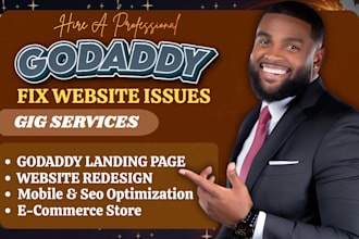 fix godaddy website issue,  godaddy landing pages and godaddy business email set