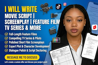write movie script screenplay feature film script tv series script writing