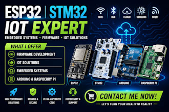 develop esp32 stm32 firmware and iot embedded systems solutions