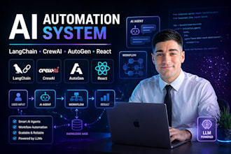build ai automation system using langchain crewai autogen react web app